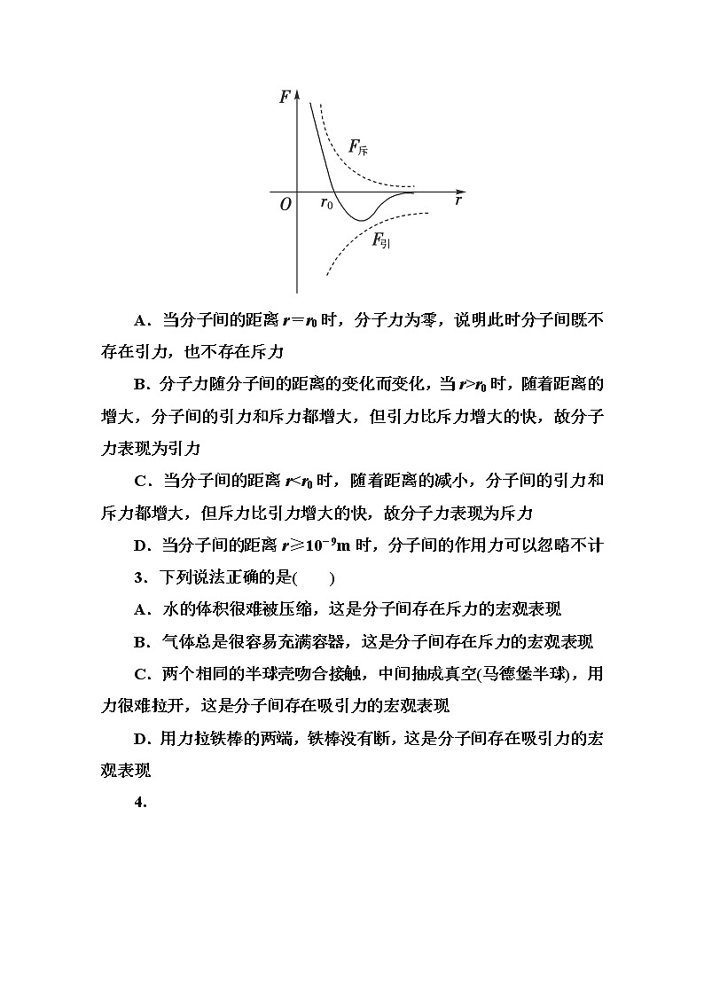 吉林省长白山一高2013学年高二物理选修3-3 7.3《分子间的作用力》同步检测（新人教版）03