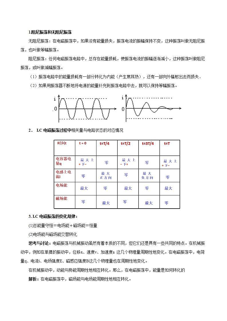 4.1 电磁振荡 学案第3页