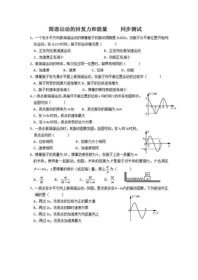 《简谐运动的回复力和能量》教案7第1页