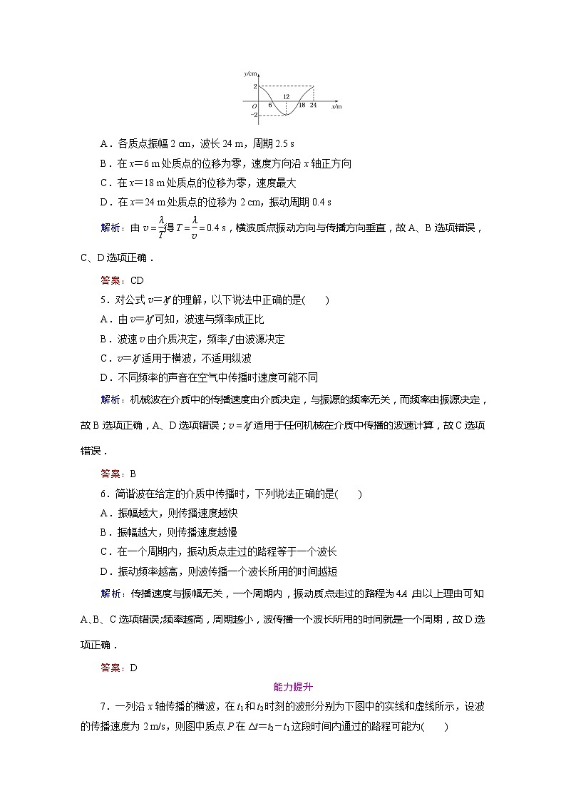 高中物理选修3-4梯度练习：12.3《波长、频率和波速》人教版第2页