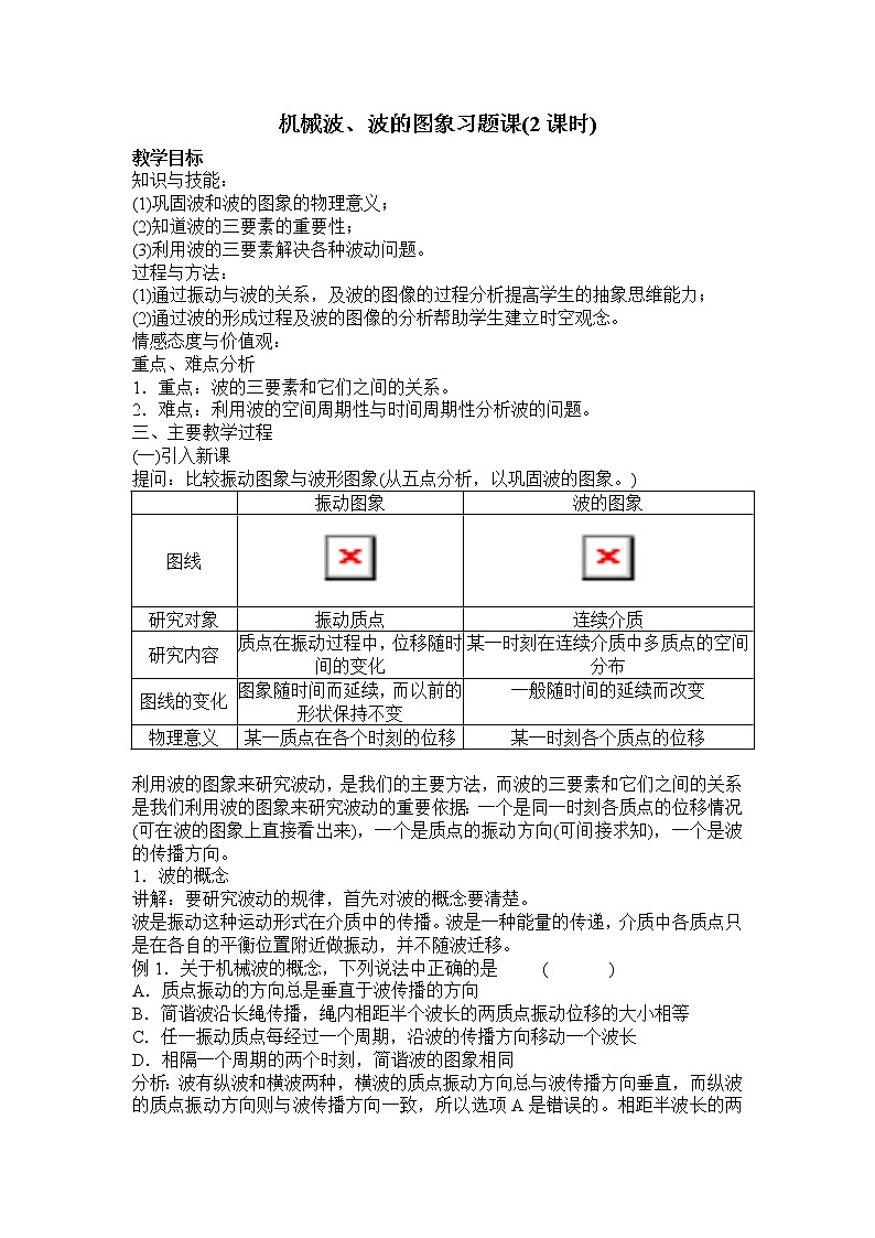 《波的图象》教案9（人教版必修1）第1页
