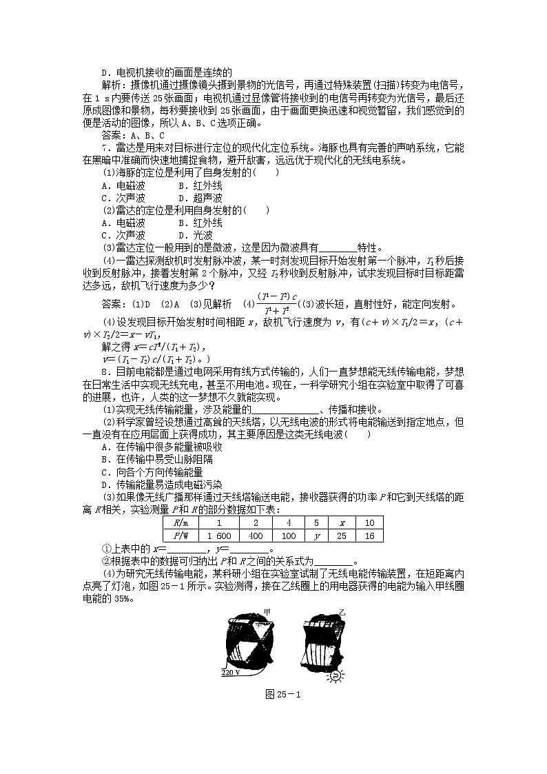 高二物理单元测试 14.4 电磁波与信息化社会 （人教版选修3-4）第2页