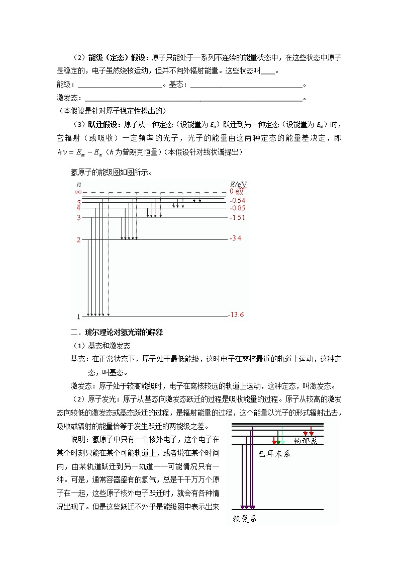 山东省沂水县第一中学高二物理：18.4《玻尔的原子模型》同步练习（人教版选修3-5）02