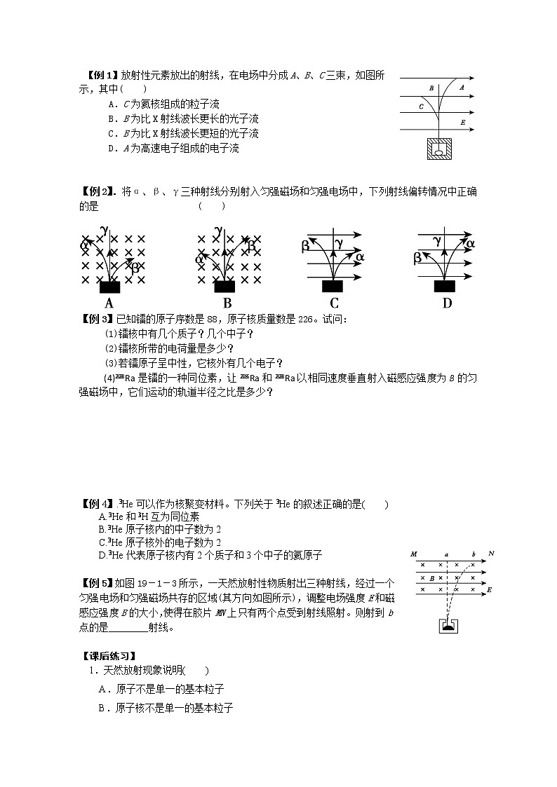江苏桃州中学届高二物理选修3-5导学案 19.1《原子核的组成》（人教版）第2页
