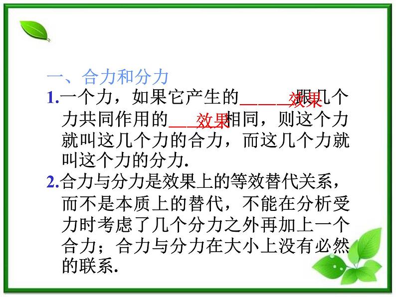 福建省高二物理一轮精品课件（新课标）： 力的合成与分解02