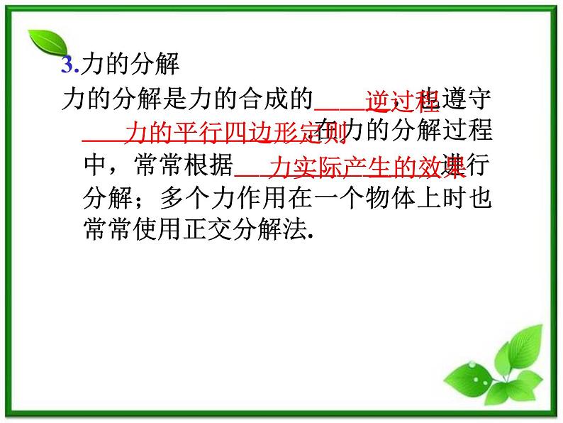 福建省高二物理一轮精品课件（新课标）： 力的合成与分解04