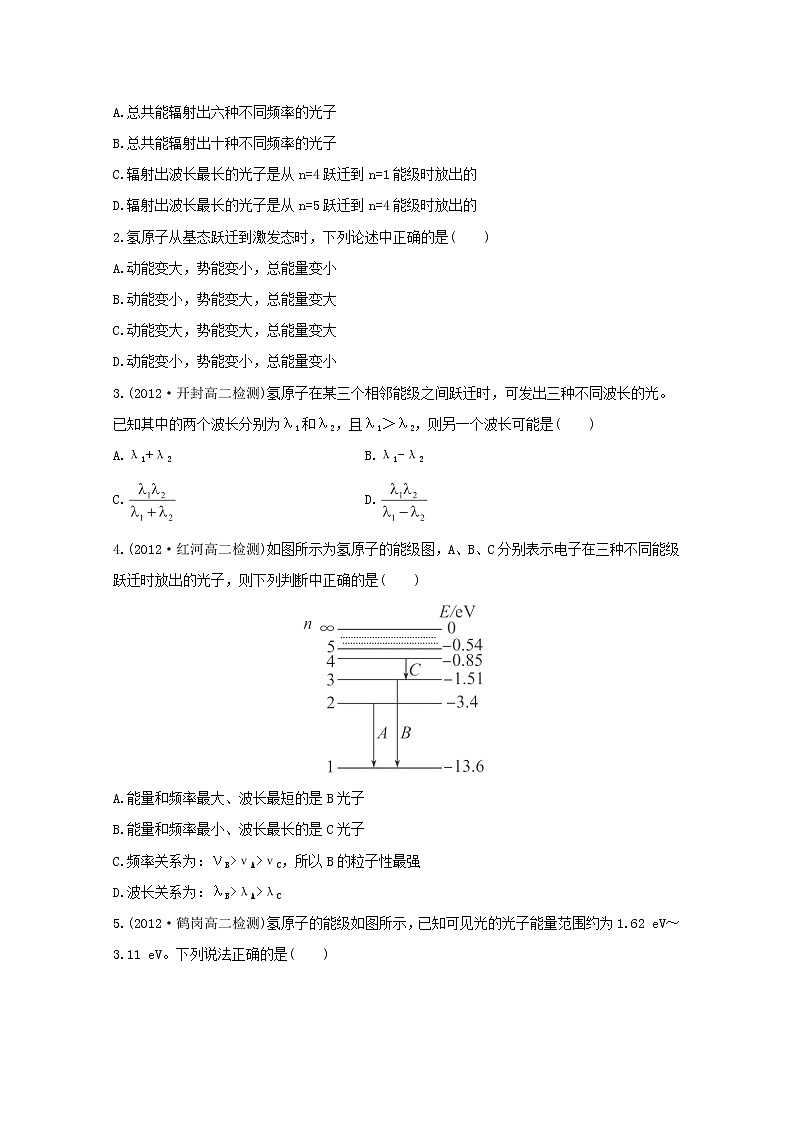 高二物理：18.4《玻尔的原子模型》1同步（新人教版）选修3-5练习题02