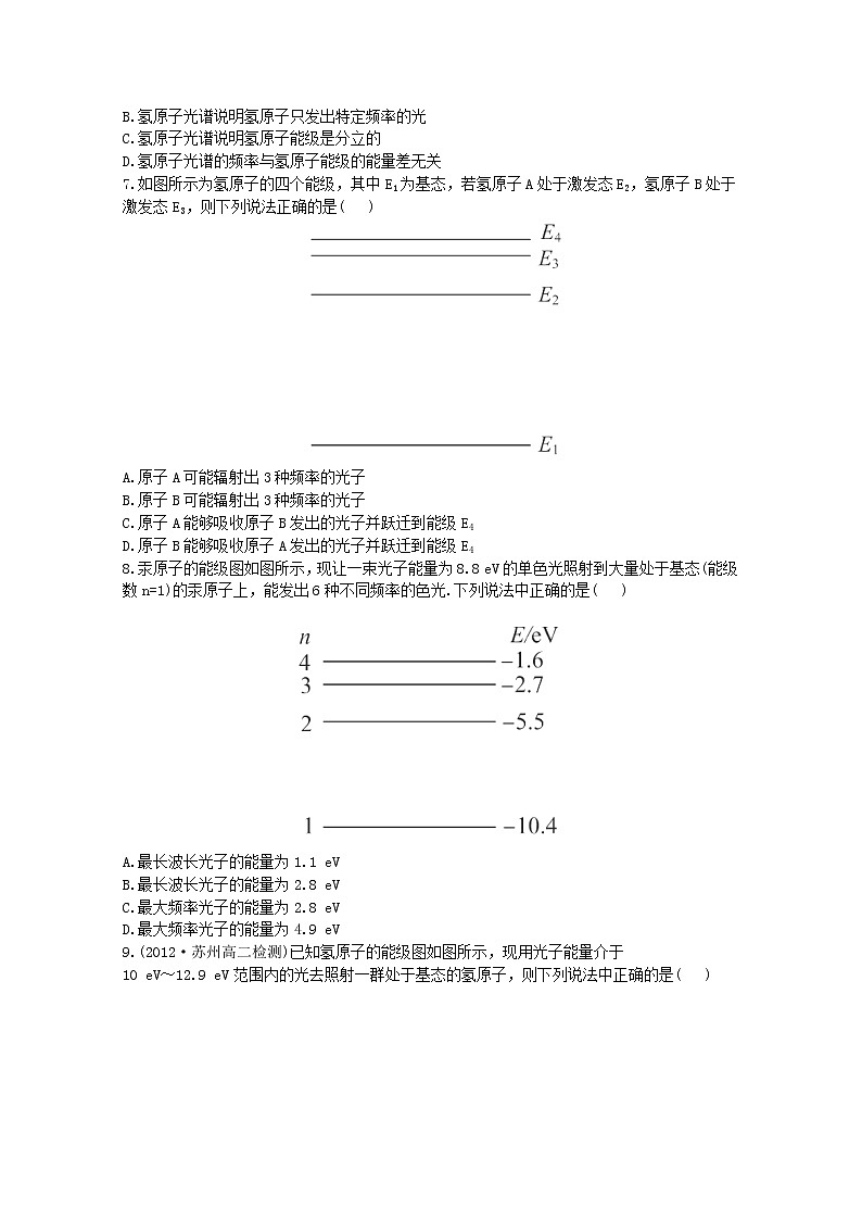 高二物理：18.4《玻尔的原子模型》同步（新人教版）选修3-5练习题02