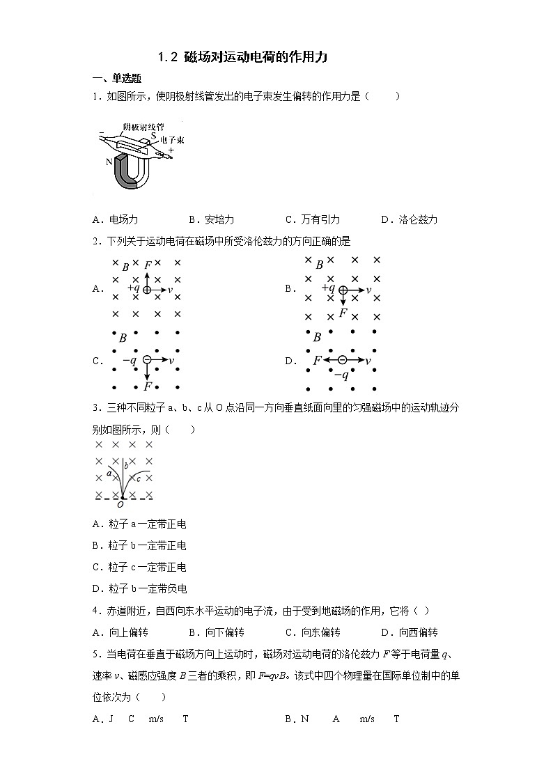 1.2磁场对运动电荷的作用力 课件+教案+练习01