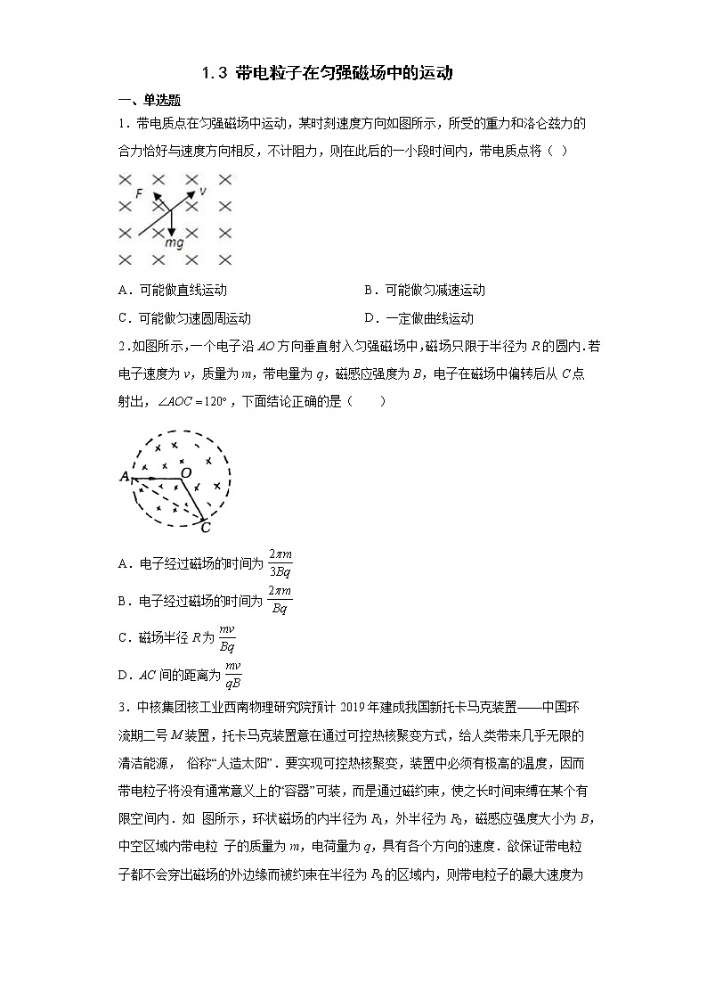 1.3带电粒子在匀强磁场中的运动 课件+教案+练习01