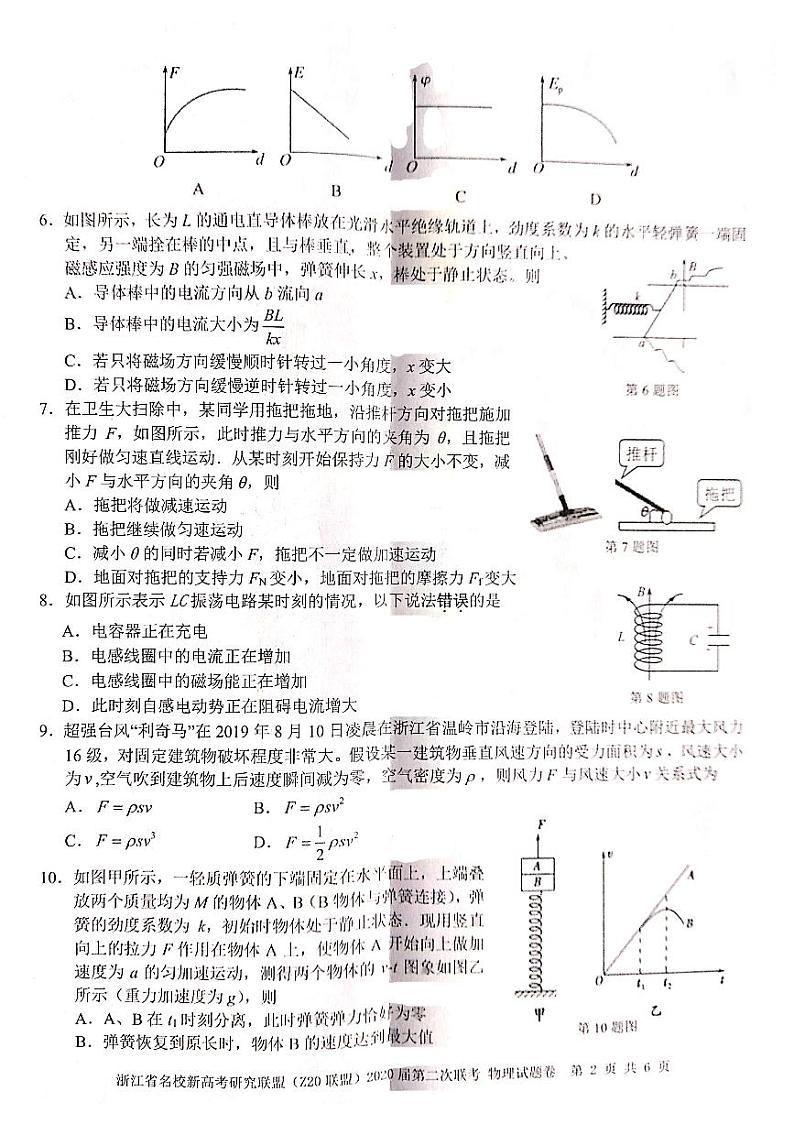 2020届浙江省名校新高考研究联盟（Z20联盟）高三12月第二次联考物理试题 PDF版02