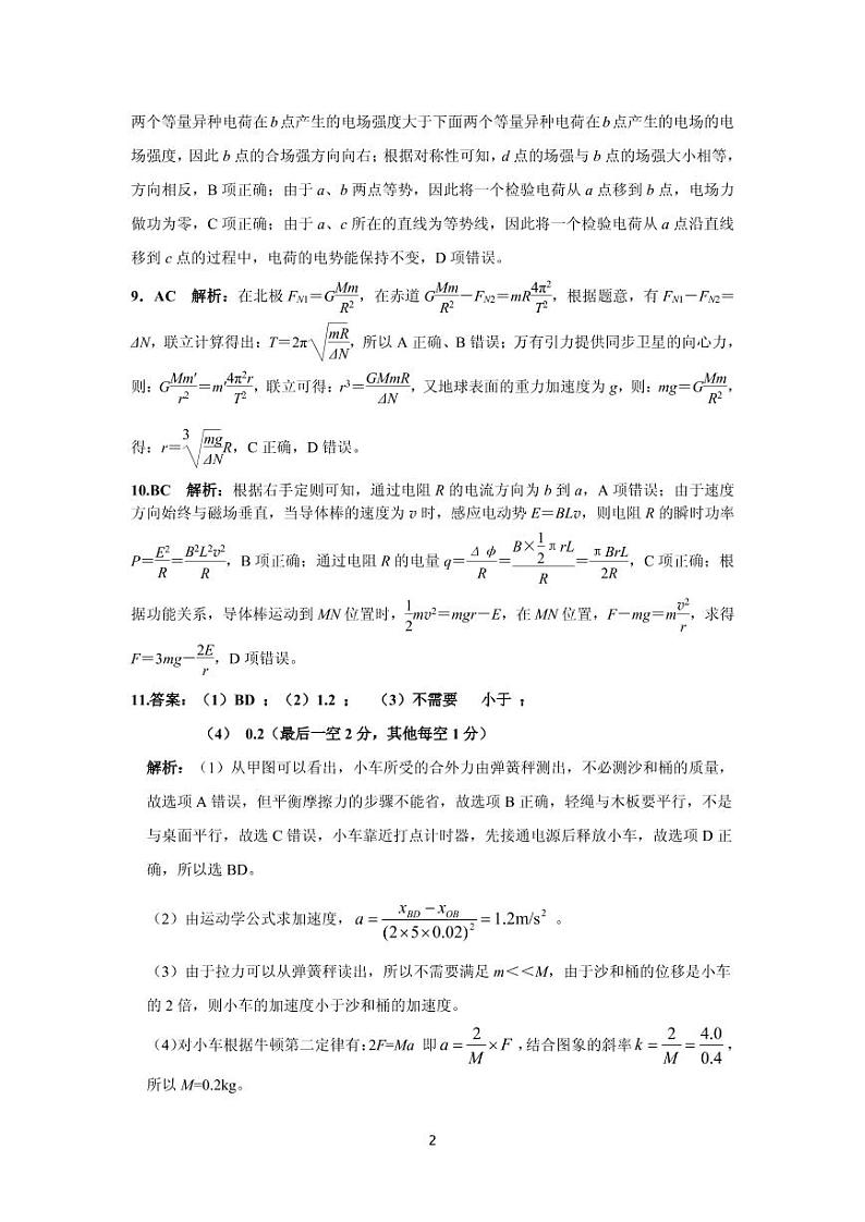 物理参考答案第2页
