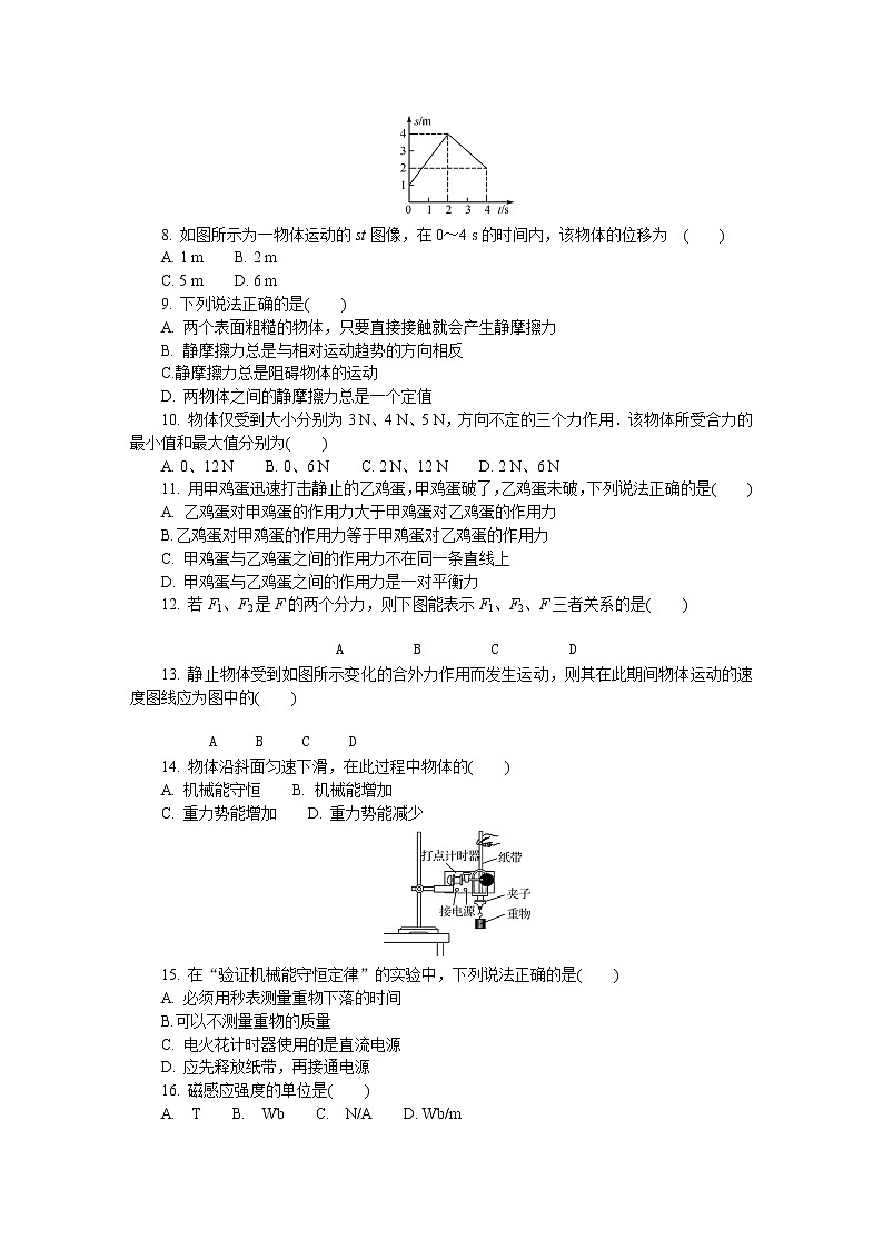 2021-2022学年江苏省徐州市高二上学期学业水平合格性考试模拟试题（12月） 物理（2） Word版第2页