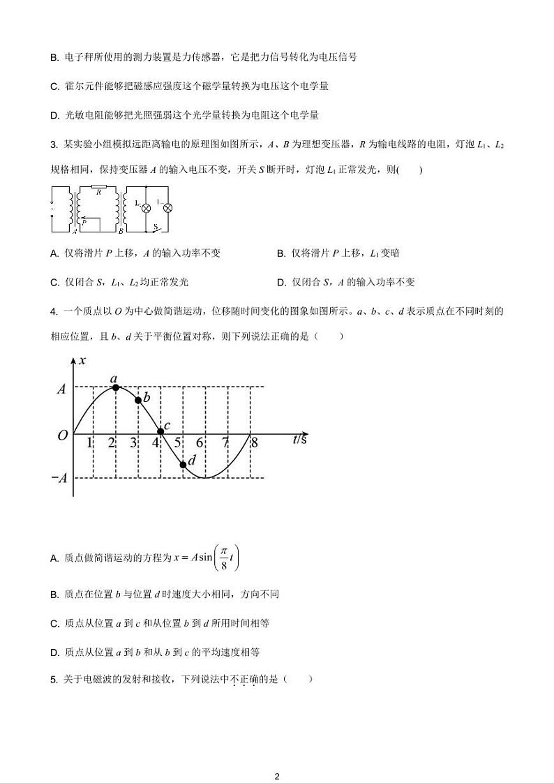 江苏省南通市如东县2020-2021学年高二（上）期末物理试题第2页
