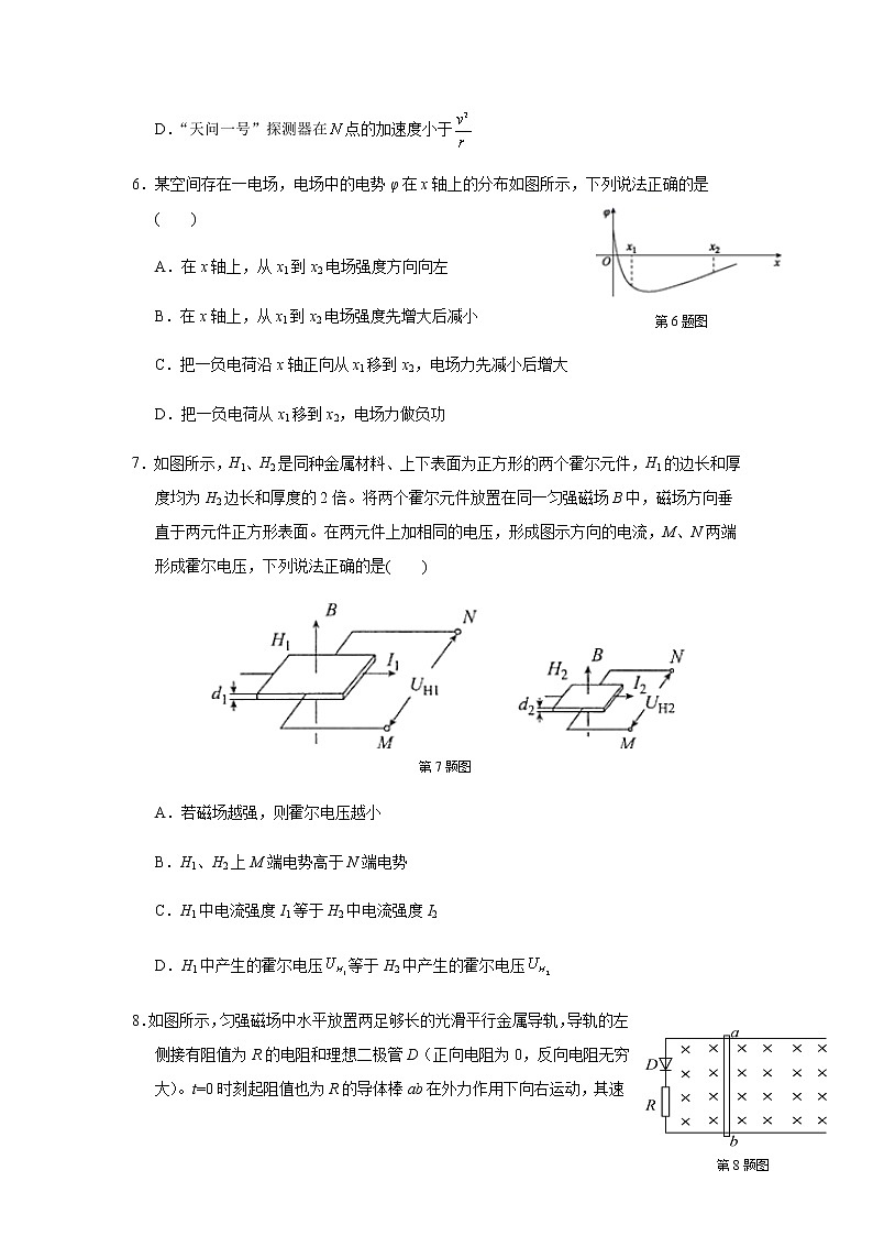 浙江大学附属中学2022届高三上学期12月月考暨首考模拟物理试题含答案第3页