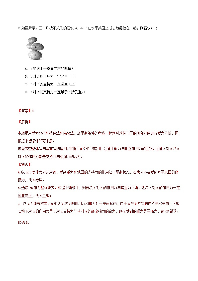 高一物理寒假作业同步练习题共点力的平衡含解析02