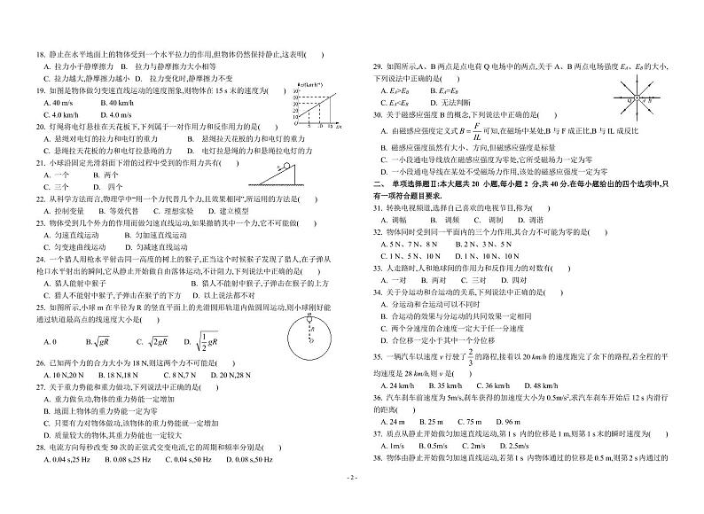 2017-2018学年广东省-北京师范大学东莞石竹附属学校高二上学期期末学业水平测试物理试题 PDF版缺答案第2页