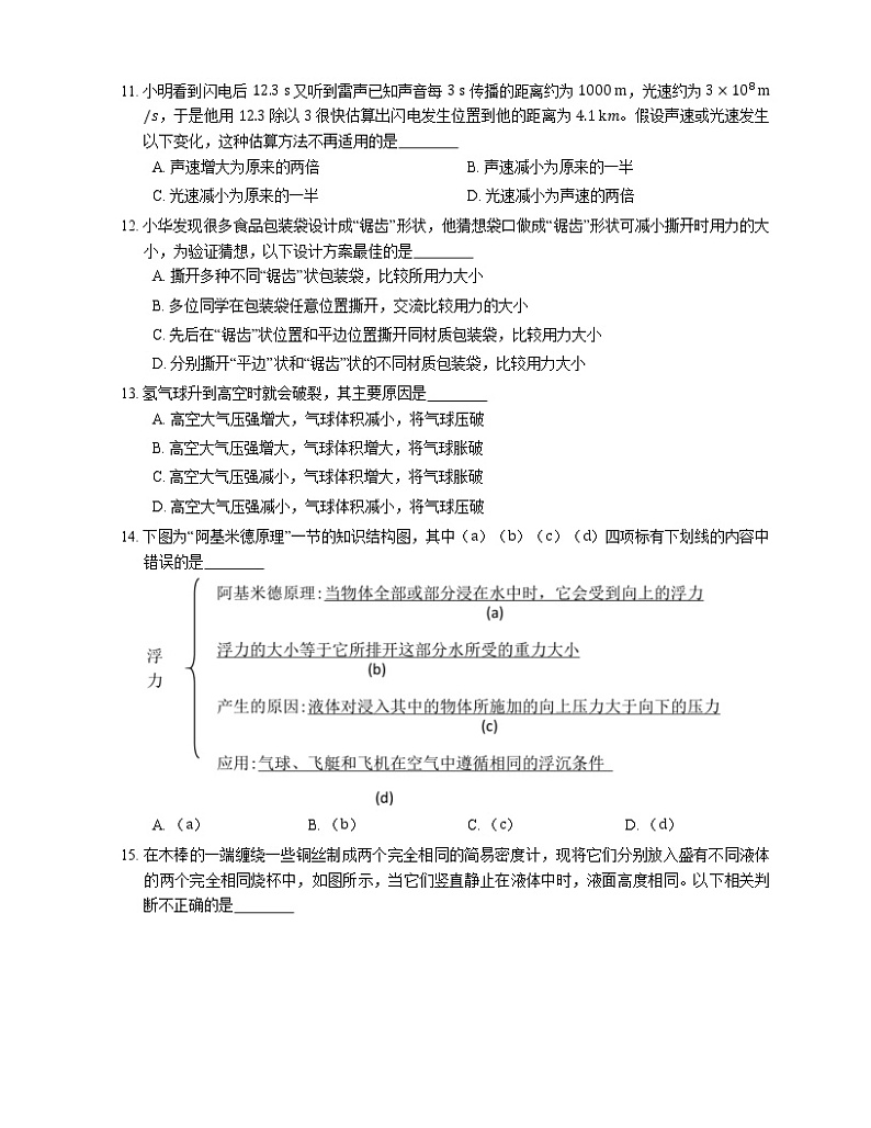 2021年北京密云区密云新农村中学一模物理试卷03