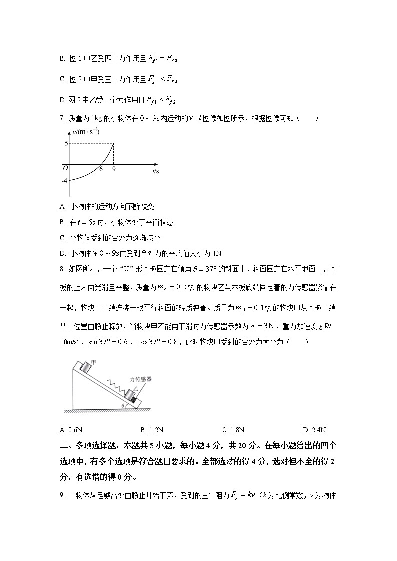 2021-2022学年海南省高一上学期期末学业水平诊断物理试卷03