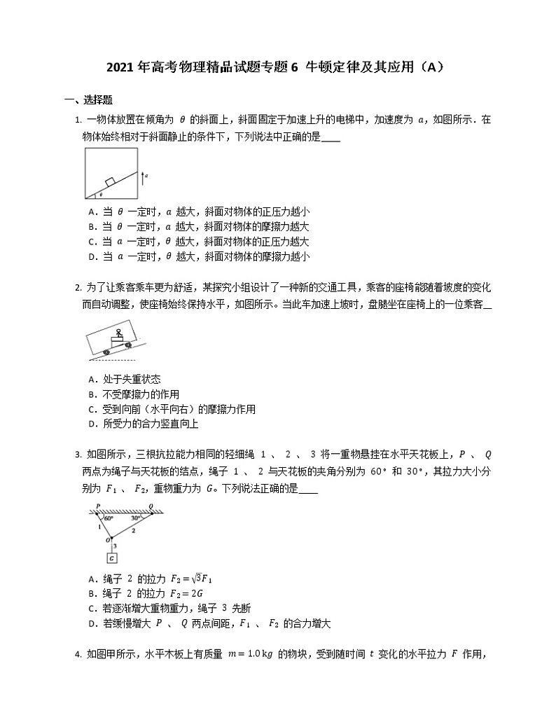 2021年高考物理精品试题专题6 牛顿定律及其应用第1页