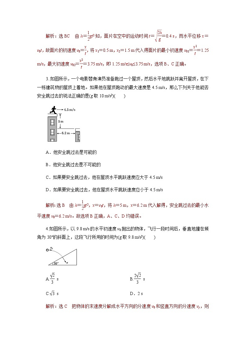 5.4 专题：平抛运动规律的应用02