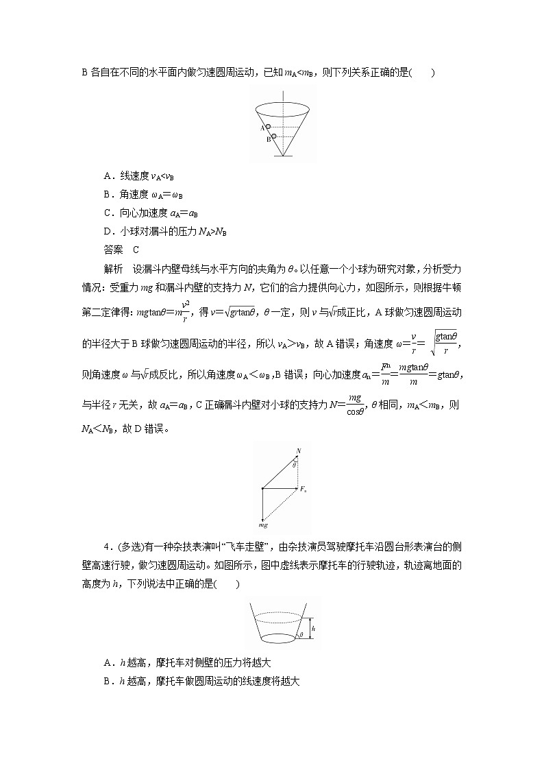 物理人教2019版必修2重难点训练：第六章圆周运动阶段回顾第1～3节02