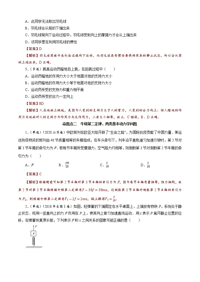 选择题06 《牛二综合》-解码高考2021物理一轮复习题型突破（解析版）第3页