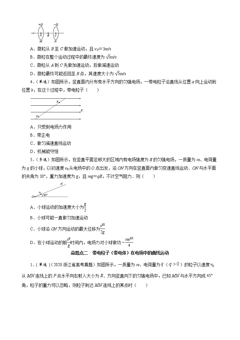 选择题11 《匀强电场中的带电粒子》-解码高考2021物理一轮复习题型突破（原卷版）第2页