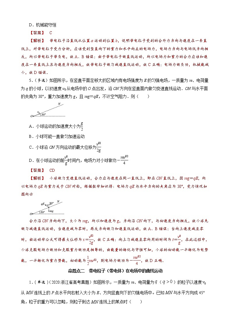 选择题11 《匀强电场中的带电粒子》-解码高考2021物理一轮复习题型突破（解析版）第3页