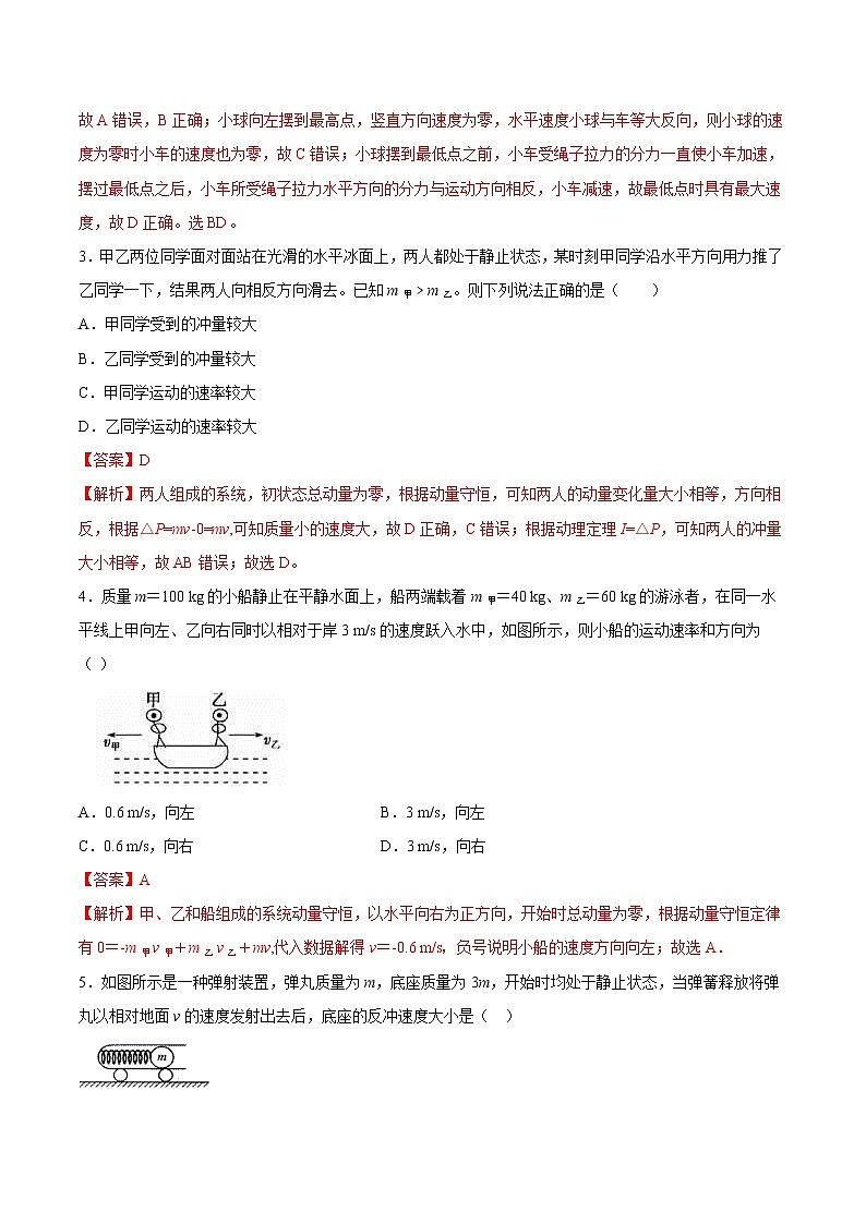 1.6 反冲现象 火箭期末测试卷(解析版)02