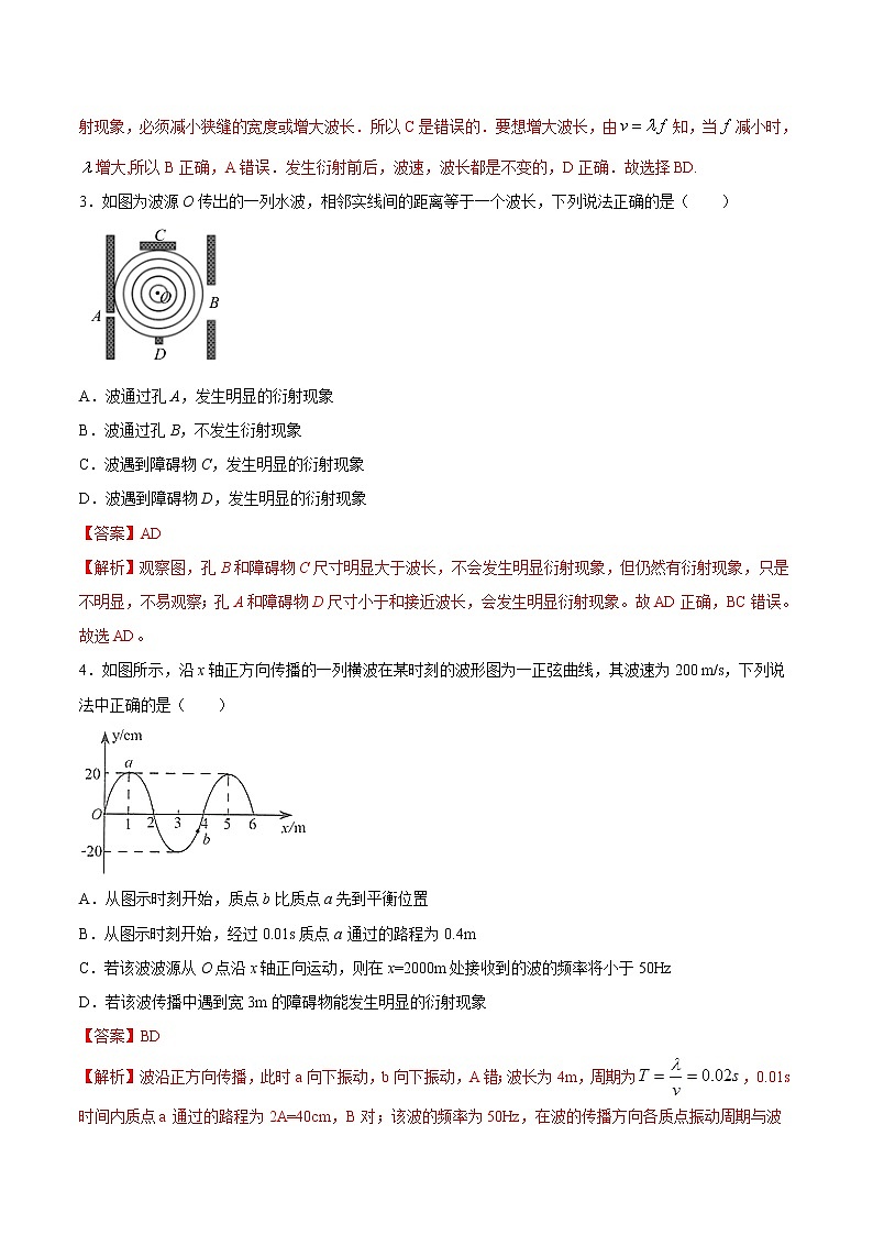 3.3 波的反射、折射和衍射期末测试卷(解析版)02