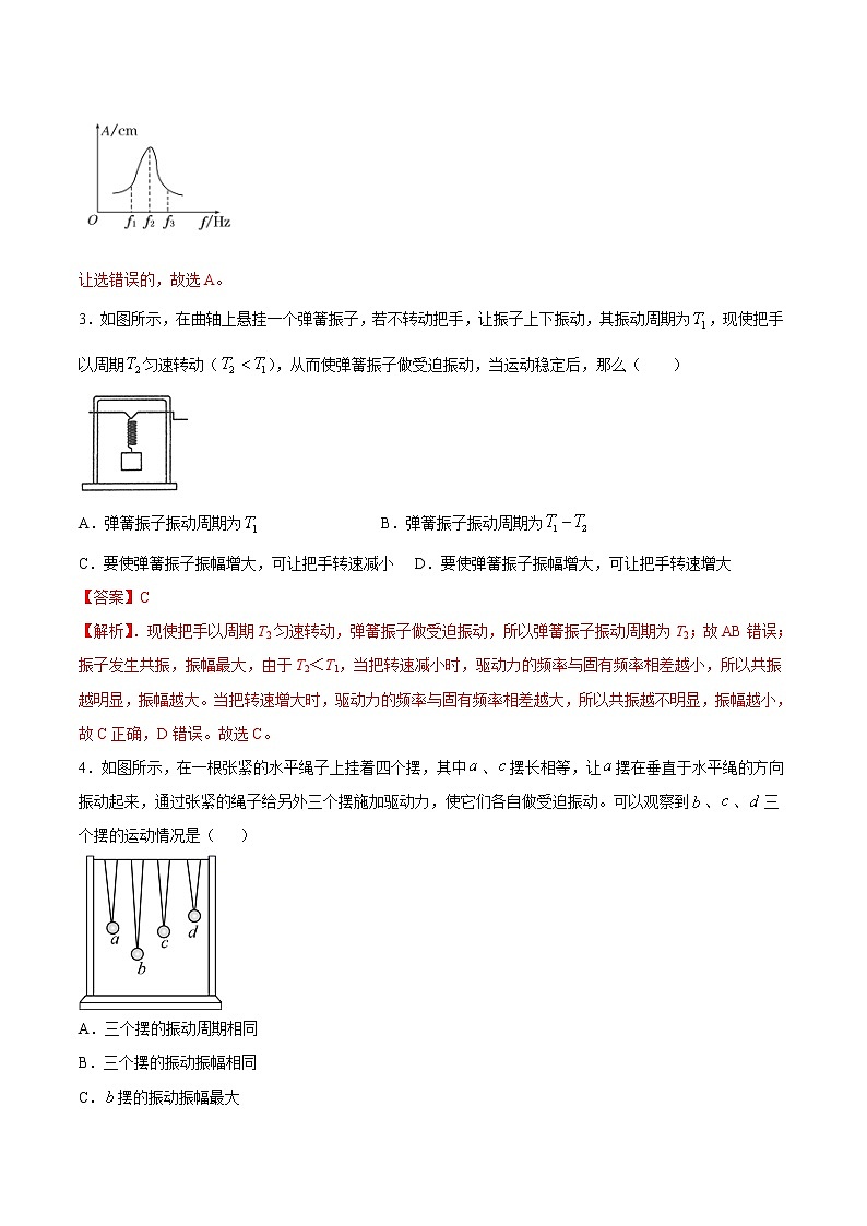 2.6 受迫振动 共振期末测试卷(解析版)第2页