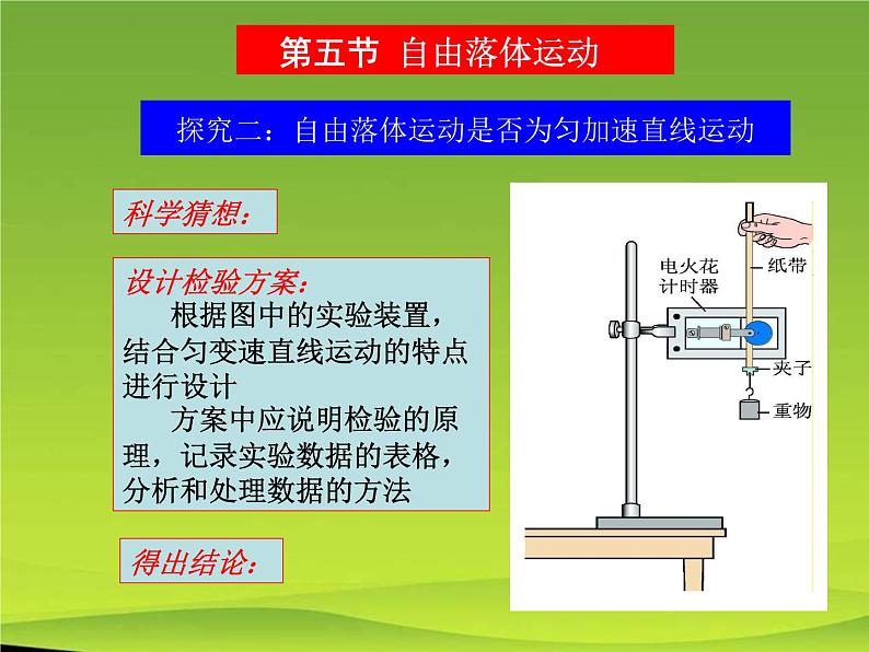 人教版（新课标）高中物理必修一第二章匀变速直线运动的研究——自由落体运动定稿课件PPT07