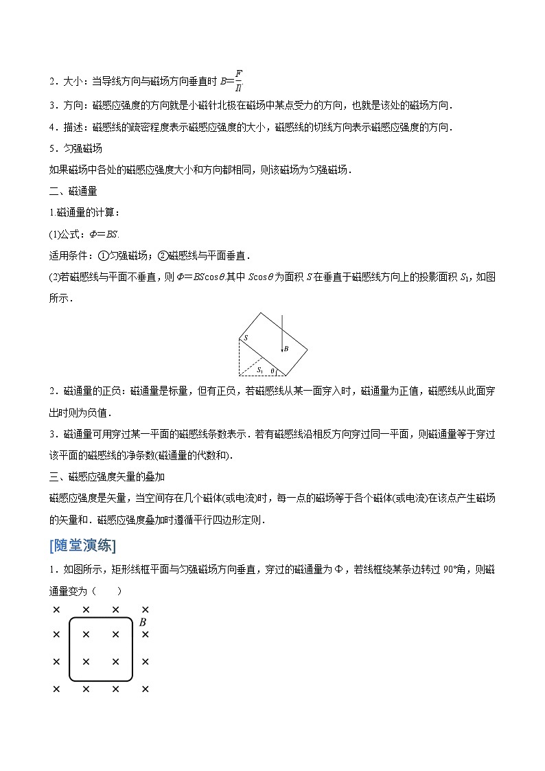 人教版 (2019)物理必修第三册 13.2  磁感应强度　磁通量学案第2页