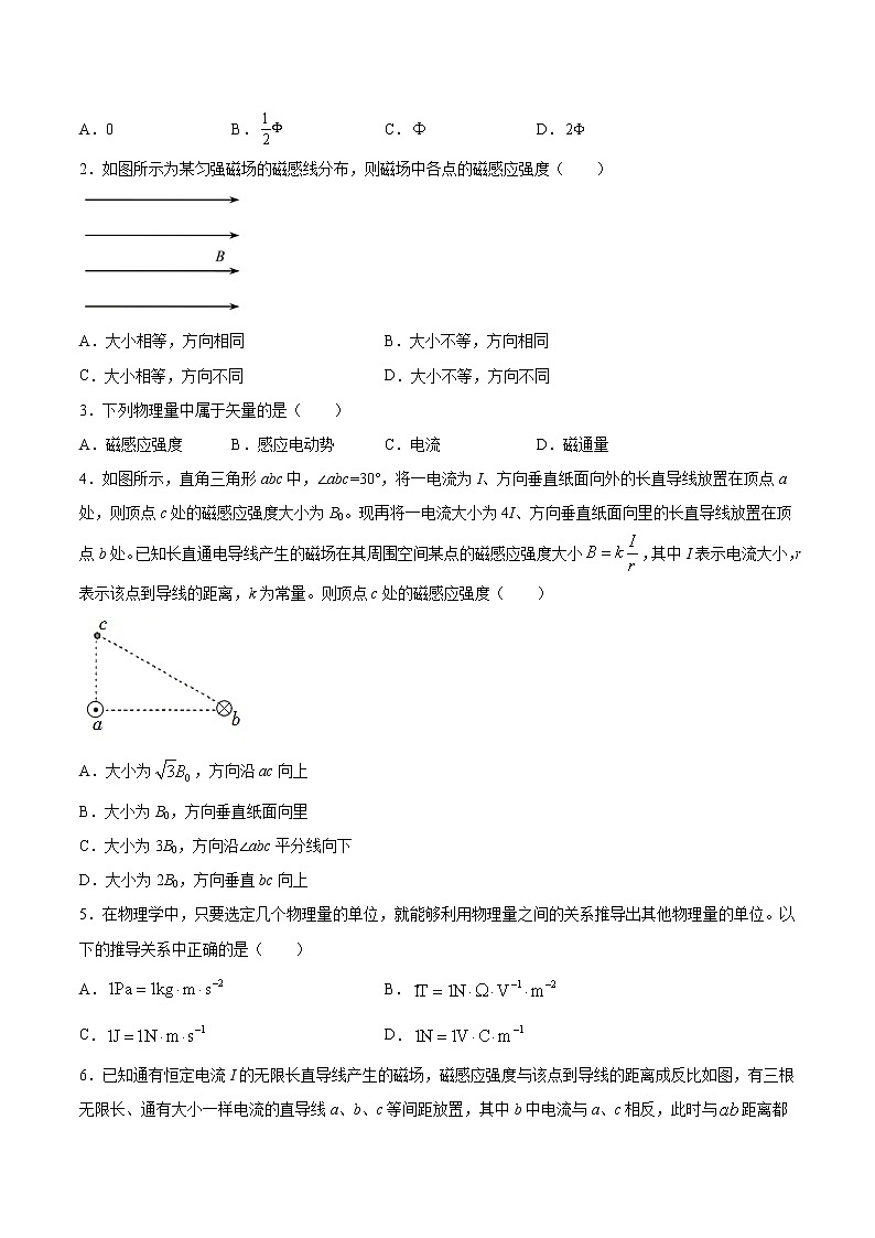 人教版 (2019)物理必修第三册 13.2  磁感应强度　磁通量学案第3页