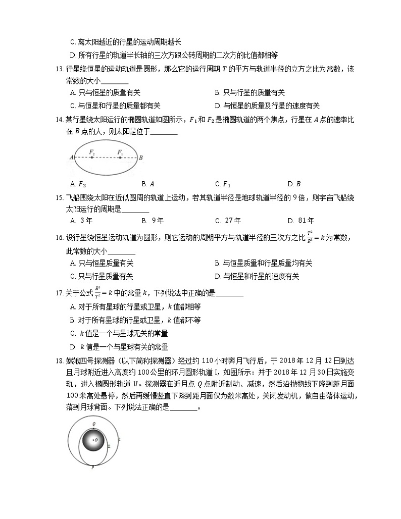 【备战2022】高考物理选择题专项练习集：重力  万有引力(成都专栏)03