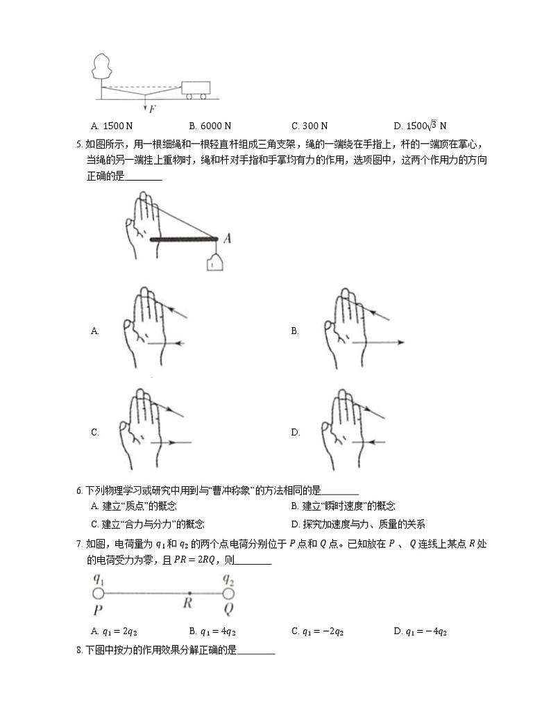 【备战2022】高考物理选择题专项练习集：力的合成和分解(成都专栏)02