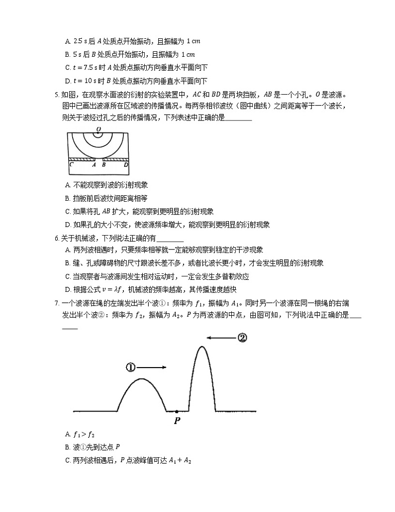 【备战2022】高考物理选择题专项练习集：波的叠加  波的干涉、衍射现象(成都专栏)02