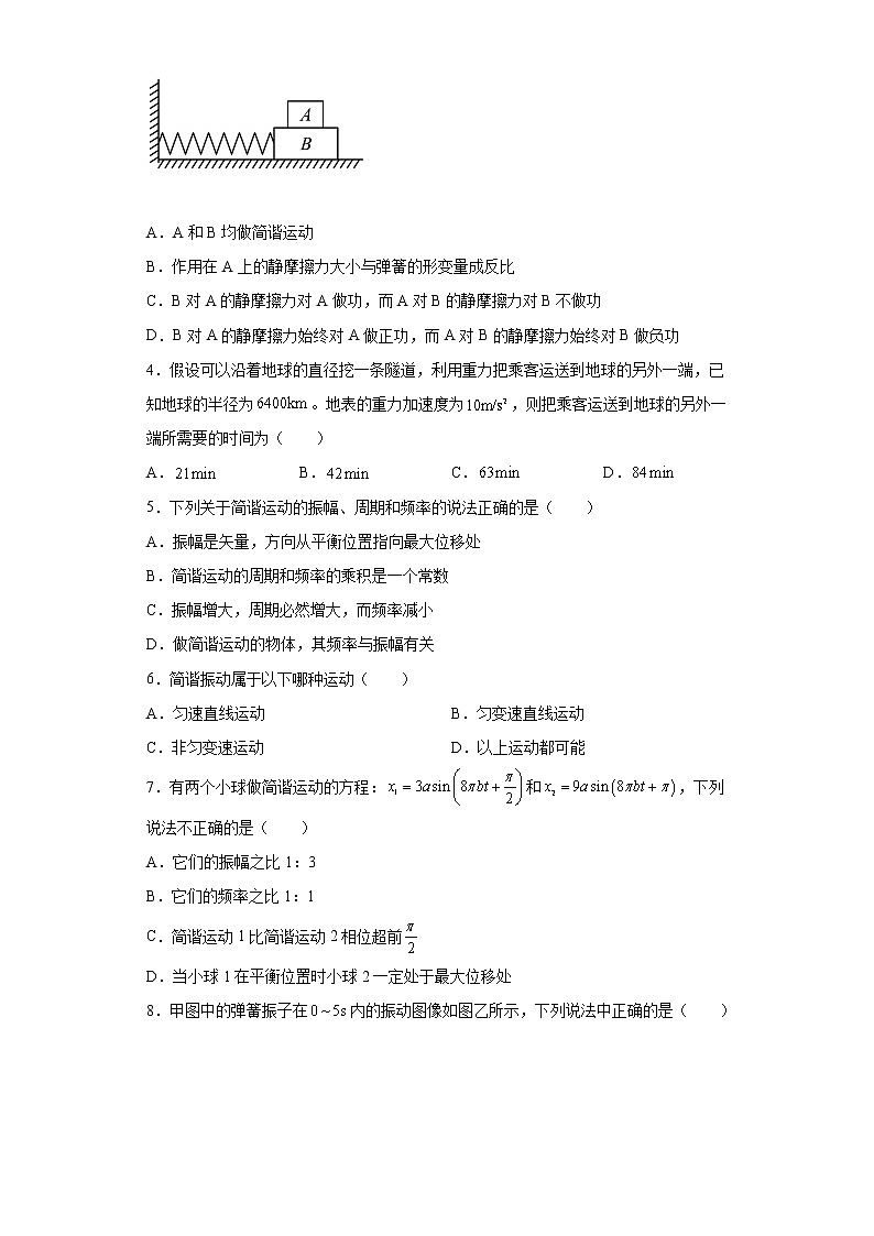 2021—2022学年沪教版（2019）选择性必修第一册 2.1简谐运动 课时练（解析版）第2页