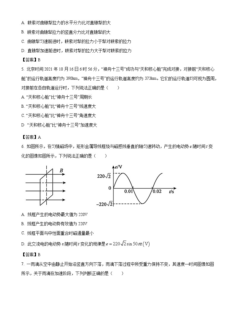 2022届北京市顺义区高三（上）第一次统练物理试题含答案02
