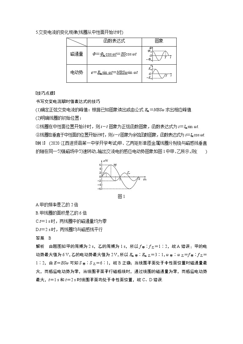 2022年高考物理一轮复习（新高考版2(粤冀渝湘)适用） 第12章 第1讲 交变电流的产生和描述学案第2页