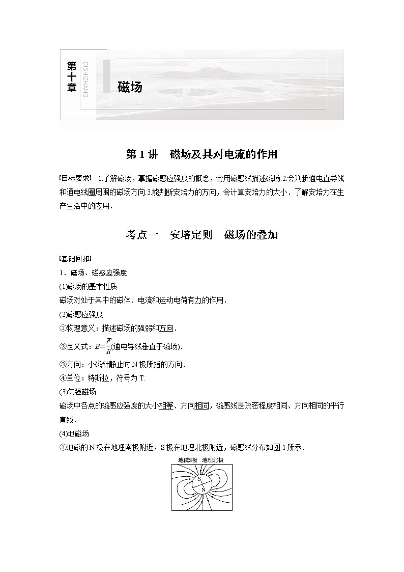 2022年高考物理一轮复习（新高考版2(粤冀渝湘)适用） 第10章 第1讲 磁场及其对电流的作用学案01