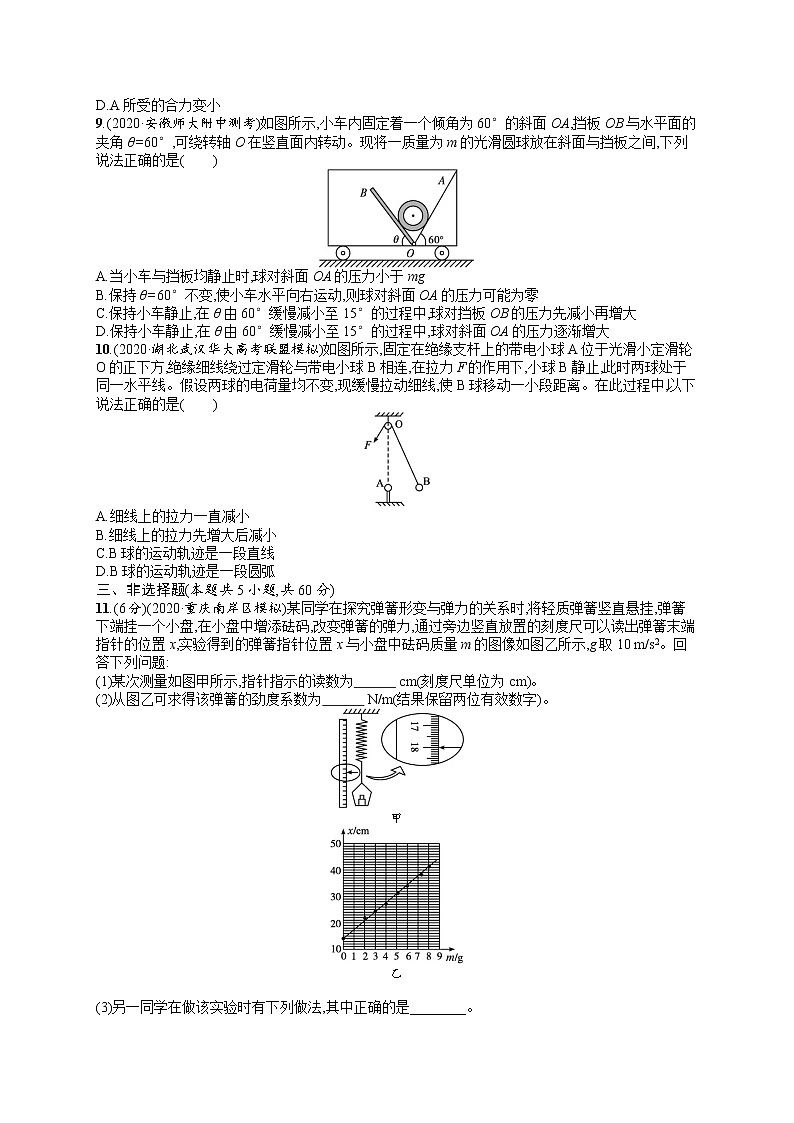 人教版新高考物理一轮总复习训练题　相互作用——力第3页