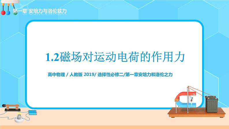 新教材 高中物理选择性必修二  1.2磁场对运动电荷的作用力  课件+教案+练习01