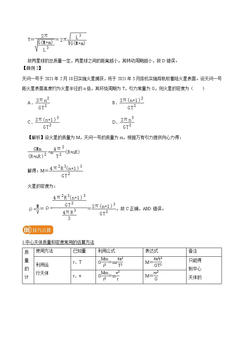 专题26  中心天体质量密度的计算问题  2022届高中物理常考点归纳二轮复习第2页