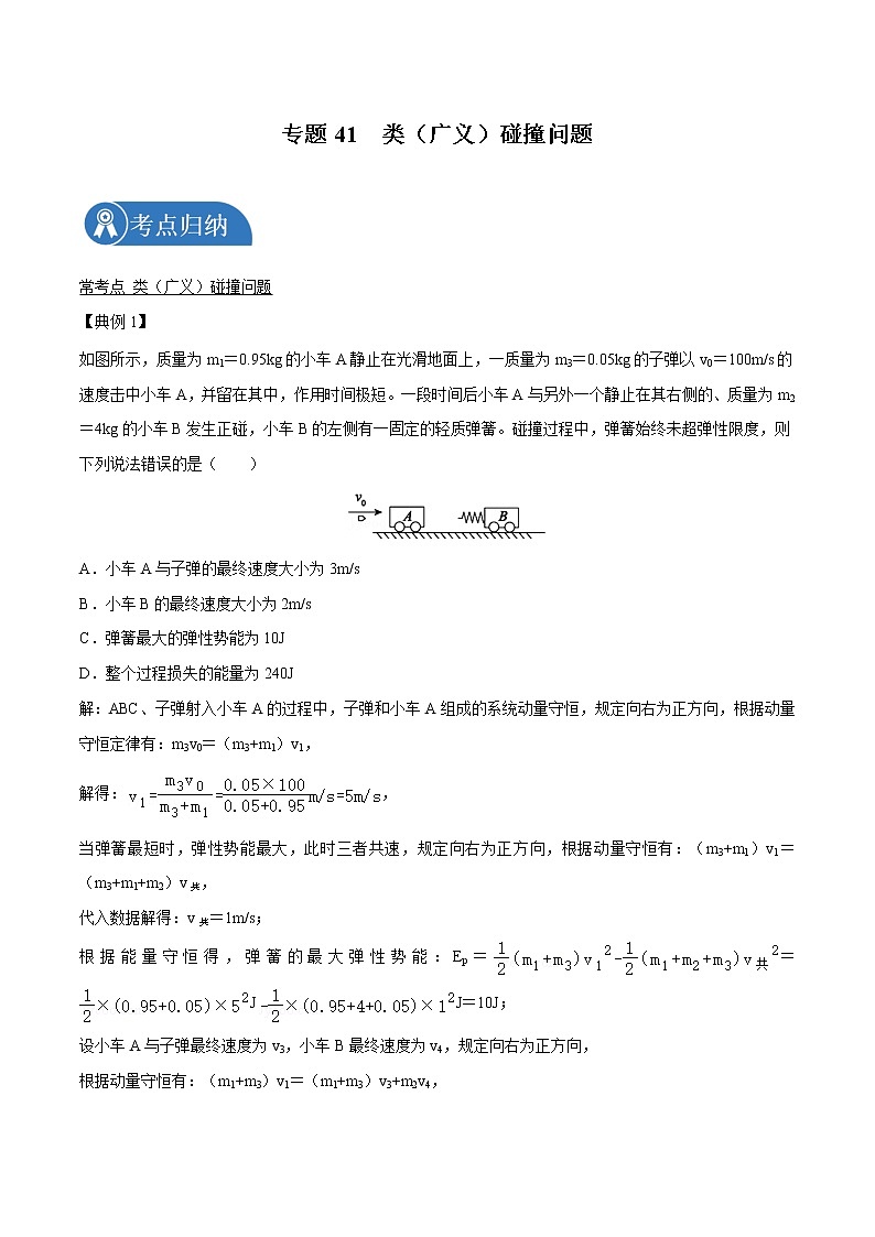 专题41  类（广义）碰撞问题  2022届高中物理常考点归纳二轮复习第1页