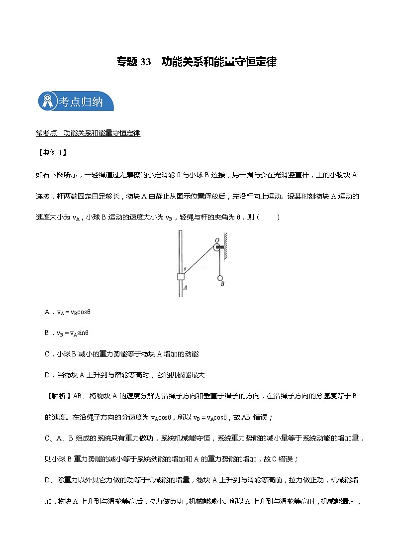 专题33  功能关系和能量守恒定律  2022届高中物理常考点归纳二轮复习第1页