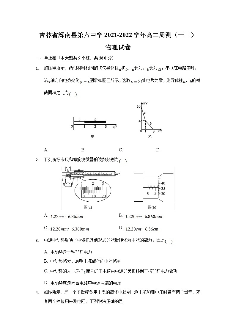 2021-2022学年吉林省辉南县第六中学高二周测（十三）物理试题（Word版）第1页