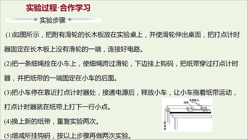 高中物理第二章匀变速直线运动的研究1实验：探究小车速度随时间变化的规律课件新人教版必修105