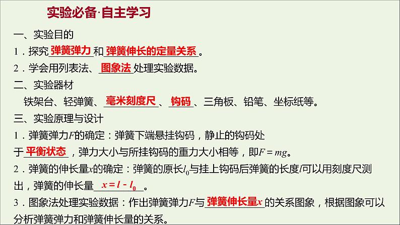 高中物理第三章相互作用实验：探究弹力和弹簧伸长的关系课件新人教版必修102